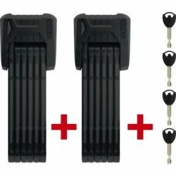 Lot De Deux Antivols Pliables Abus Bordo Granit X-Plus 6500 Noir SH - 85 Cm