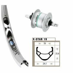 Xxcycle Roue Dynamo 24' Shimano DH3N20 Rigida X-Star 19 (507-19) Argent