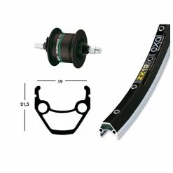 Xxcycle Roue Dynamo 26' Shimano DH3N20 Exal ZX 19 Noir (559-19)