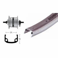 Xxcycle Roue Dynamo 26' Shimano DH3N31 Starr (559-21) - Simple Paroi