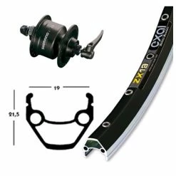 Xxcycle Roue Dynamo 26' Shimano DH3N72 Exal ZX 19 Noir (559-19)