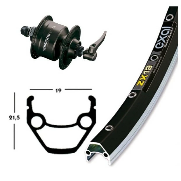 Xxcycle Roue Dynamo 26' Shimano DH3N72 Exal ZX 19 Noir (559-19) 3 Xxcycle Roue Dynamo 26' Shimano DH3N72 Exal ZX 19 Noir (559-19)