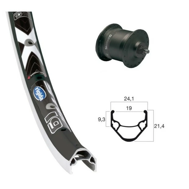 Shimano / Ryde Roue Moyeu Dynamo Shimano DH-3N30 / Ryde 28' X-star 19 - 622/19 3 Shimano / Ryde Roue Moyeu Dynamo Shimano DH-3N30 / Ryde 28' X-star 19 - 622/19